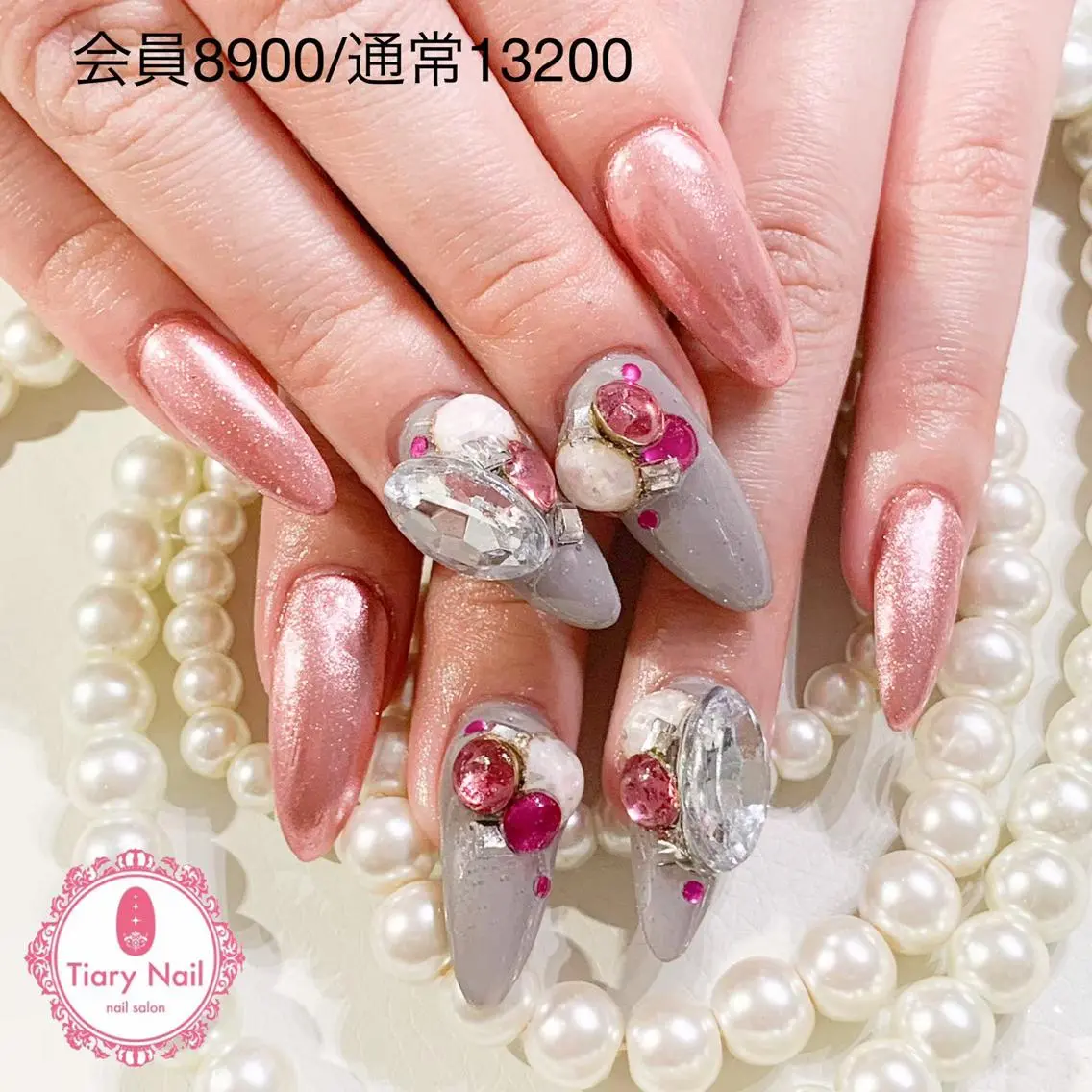 ネイル 桜ネイル 長さ出し スカルプネイル 春ネイル ハンドネイル 💗🪽Tiary Nail🪽💗のネイルデザイン