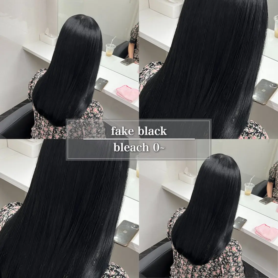 セミロング カラー 黒髪 ブリーチ ブルーカラー ブルーブラック ダークグレー 天神/ケアブリーチ/ 髪質改善/上質艶髪のヘアスタイル