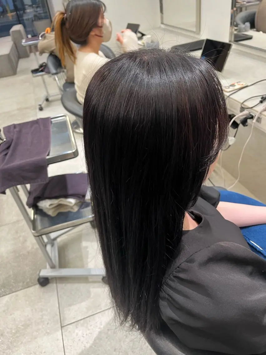 ロング ヘアカラー 縮毛矯正⚡️カラー いいじまのヘアスタイル