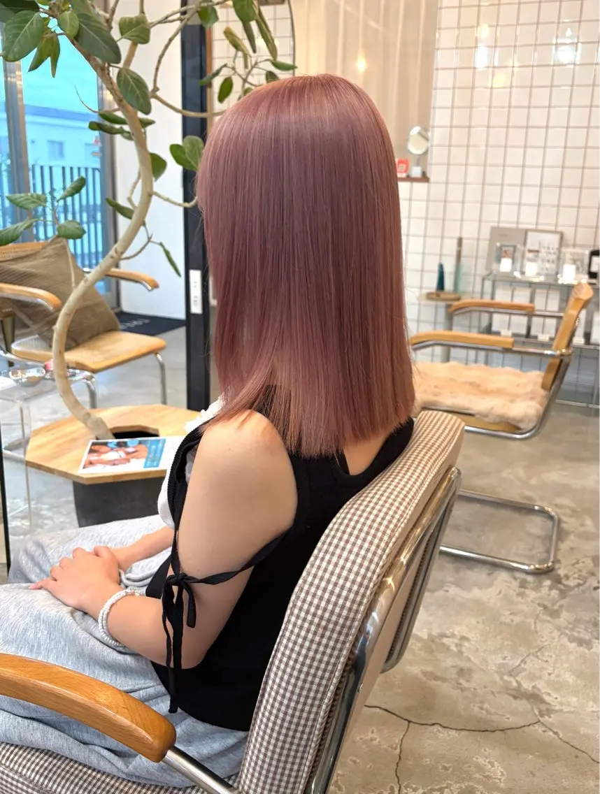 ミディアム カラー ブリーチ 透明感カラー ピンクカラー ヘアカラー 林　蓮/レイヤー /透明感カラーのヘアスタイル