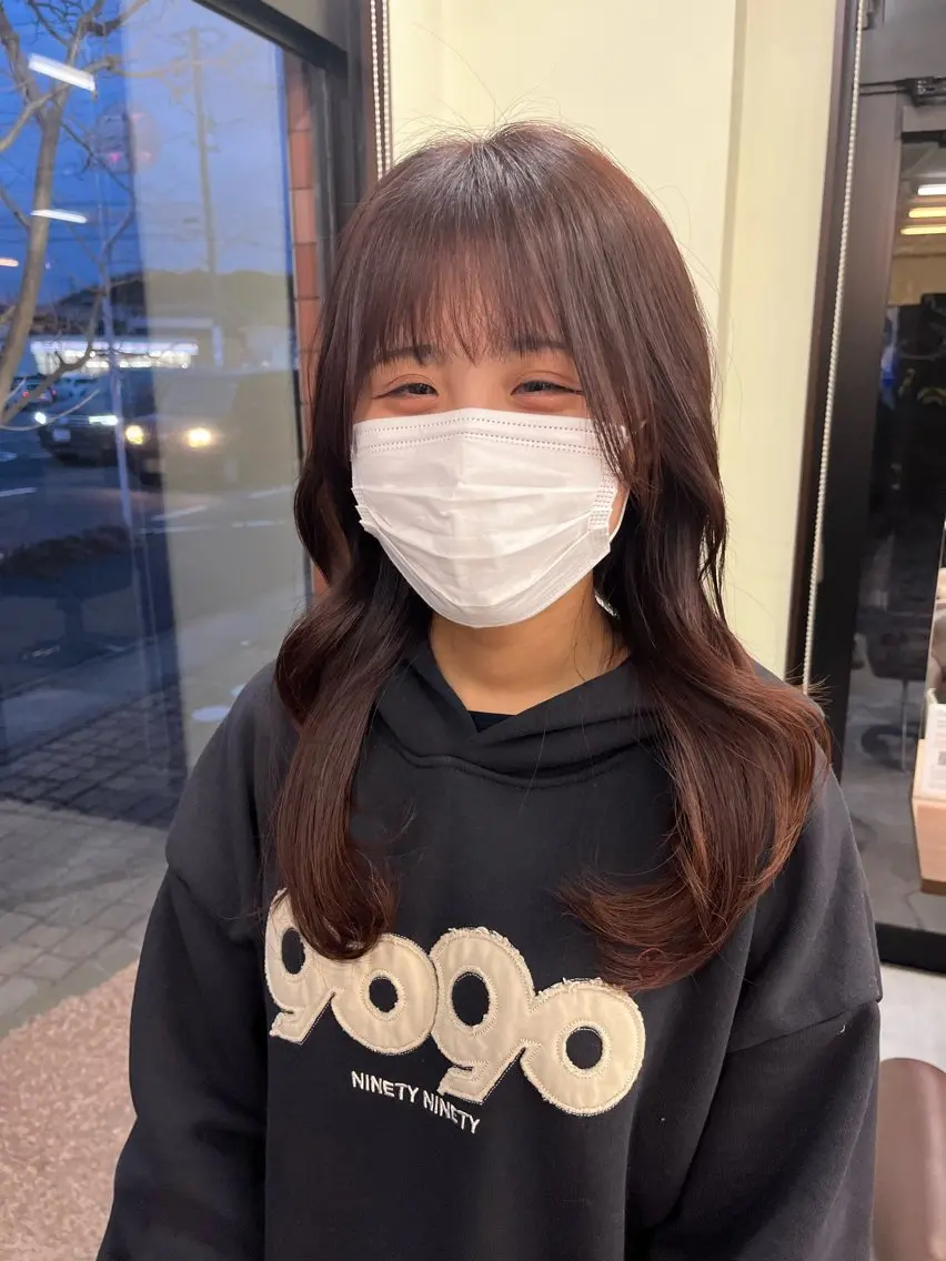 ロング カラー ブラウンカラー 透明感カラー ココアブラウン 韓国風ヘア カット ヘアカラー 樋口智士/倉敷/中庄 /髪質改善/縮毛矯正のヘアスタイル