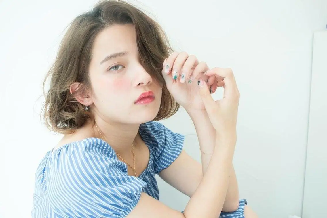 ショート ミディアム カラー パーマ 内藤 達也のヘアスタイル