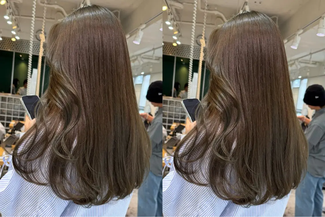 セミロング カラー 切りっぱなしボブ ベージュカラー ブリーチ ダブルカラー グレージュ カット ヘアカラー 小顔矯正/レイヤー 透明感カラー✨生真のヘアスタイル