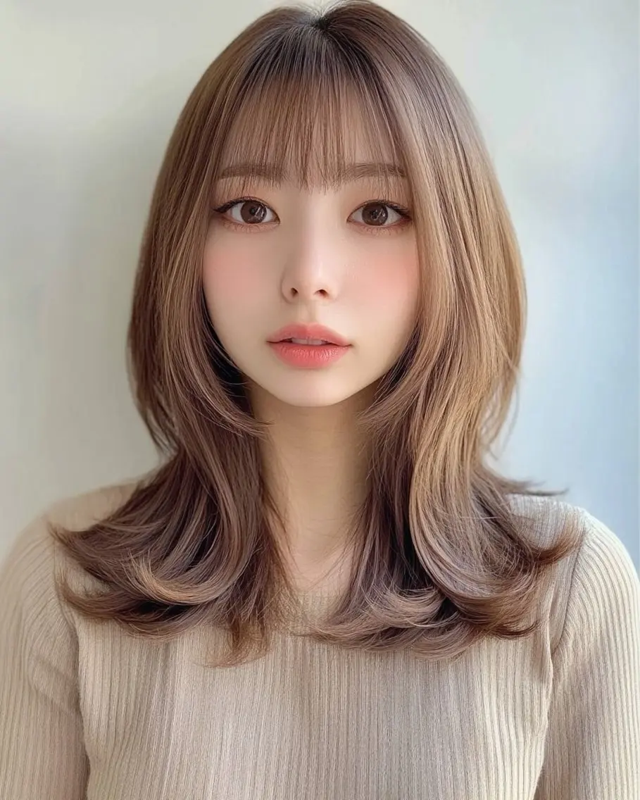 ミディアム カラー カット ヘアカラー トリートメント 顔まわり× レイヤー/MIUのヘアスタイル
