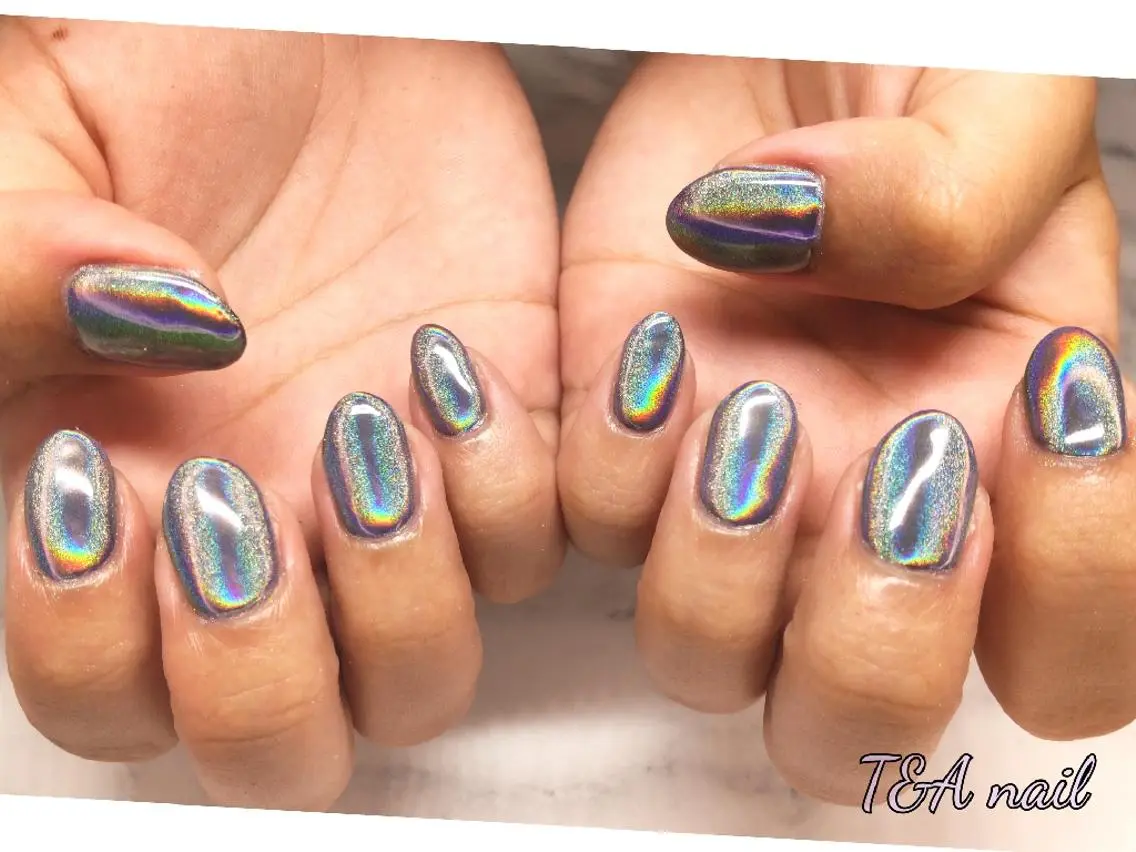 ミディアム ネイル 長さ出し ジェルネイル キラキラネイル ニュアンスネイル スカルプネイル T&A nailのネイルデザイン