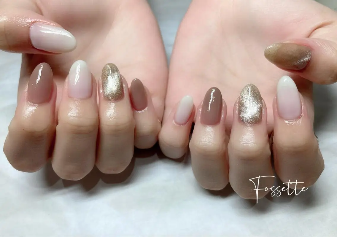 ネイル マグネットネイル ワンカラーネイル シンプルネイル ハンドネイル nailsalon Fossetteのネイルデザイン