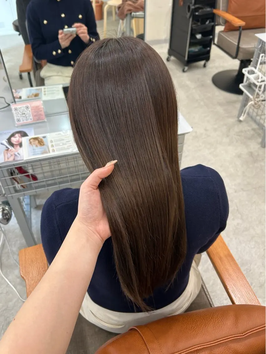 ロング カット ヘアカラー トリートメント MIDORI🎀 透明感/ベージュのヘアスタイル