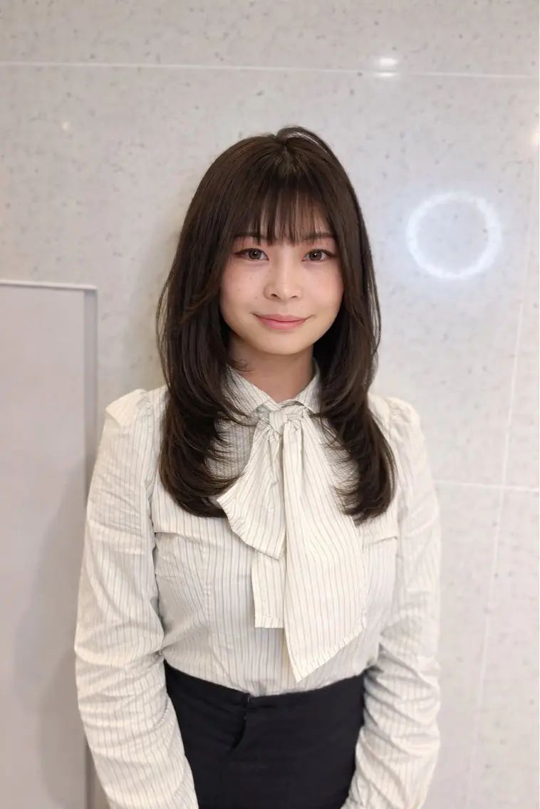 セミロング カラー カット ヘアカラー トリートメント ニュアンスパーマ／ レイヤー／茶屋町のヘアスタイル