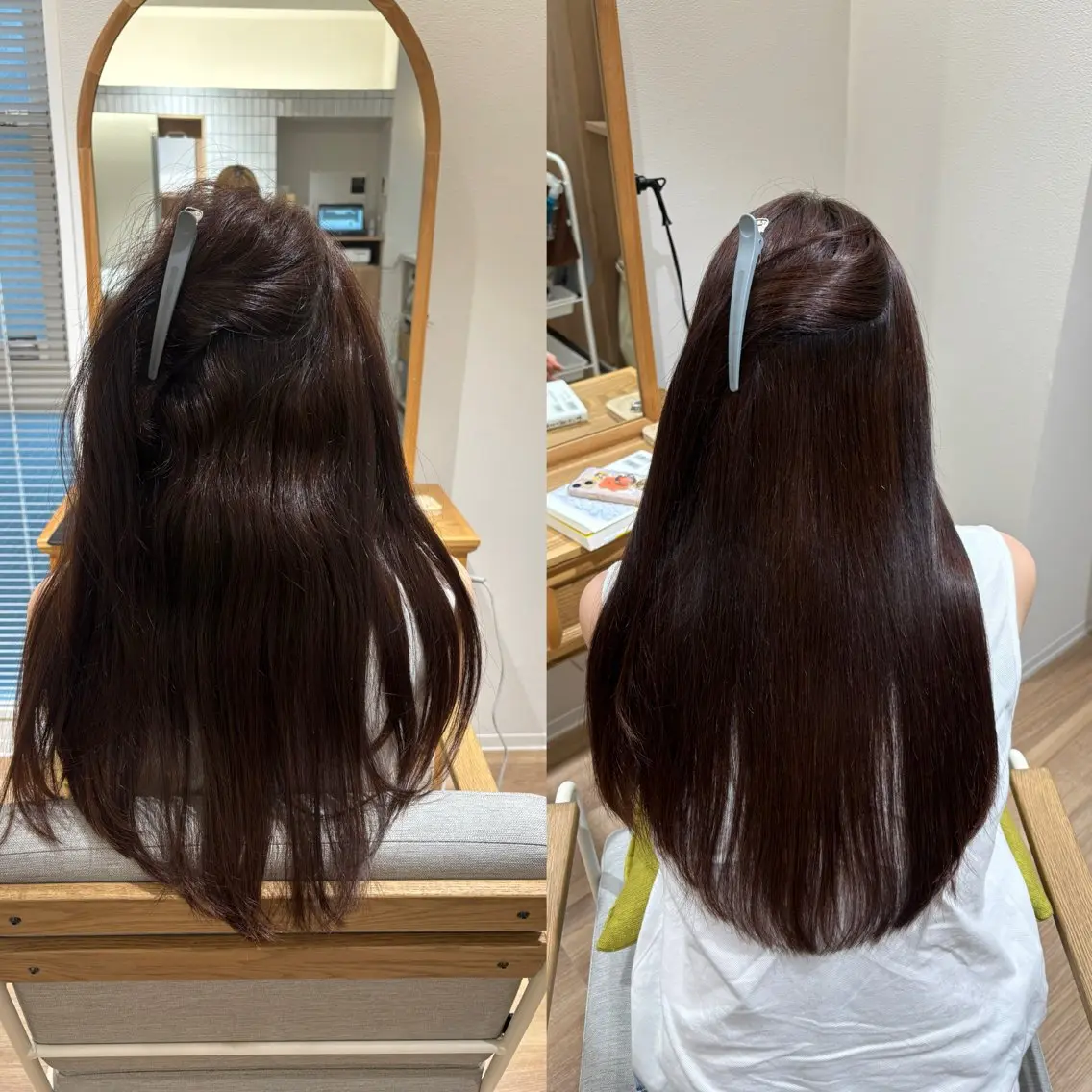 ロング カット 縮毛矯正 トリートメント RINNO🌷透明感 カラー/髪質改善のヘアスタイル