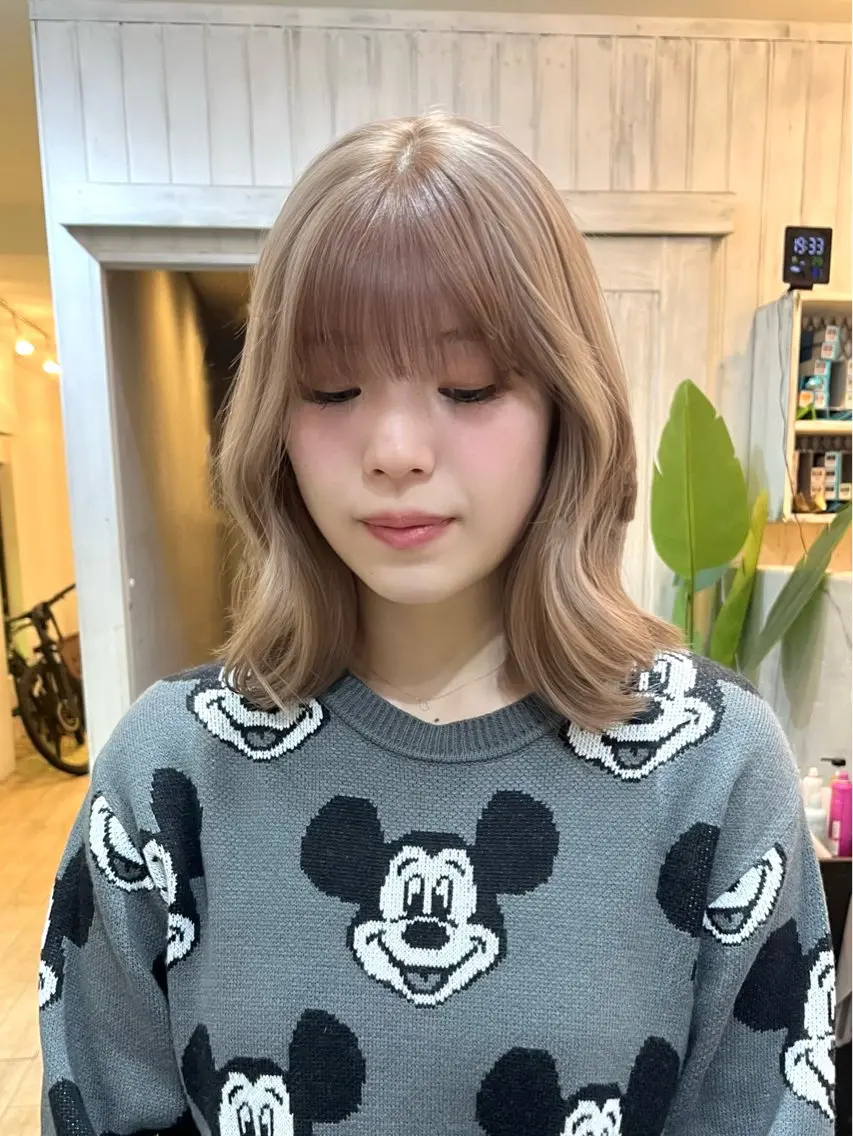 ミディアム 顔まわりレイヤー 顔周りカット 髪質改善 ヨシンモリ 韓国風ヘア 髪のお医者さん南船場 ARCHEゆうまのヘアスタイル