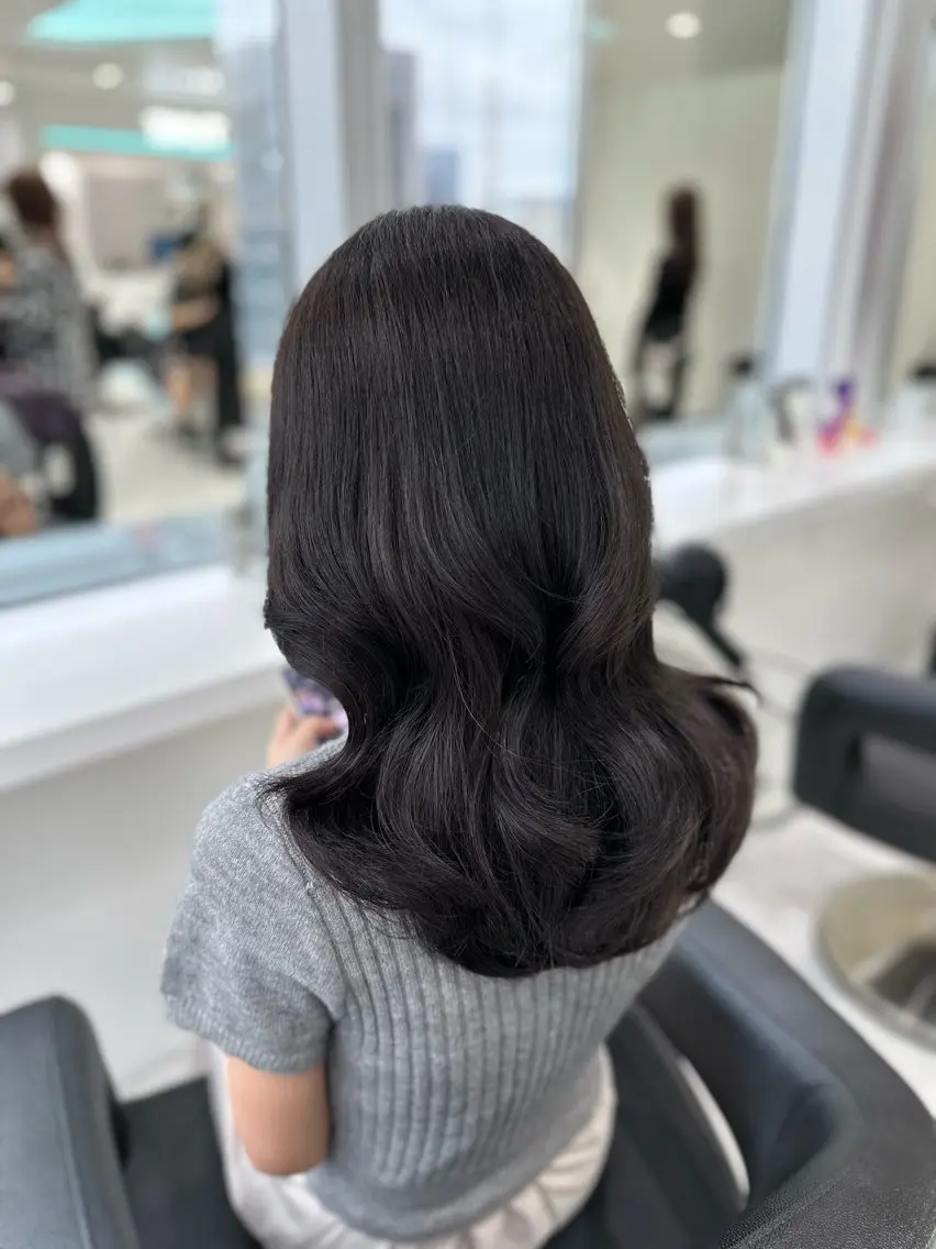 ミディアム カラー ヘアカラー トリートメント ヘッドスパ ヘアセット ♡上品韓国髪♡ブラ ウン/SAYATOのヘアスタイル