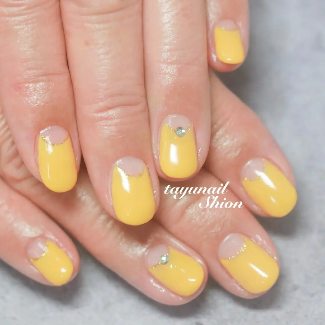 ネイル ブルー フレンチネイル ジェルネイル パラジェル 春ネイル ネイルサロン 【たゆnail】のネイルデザイン