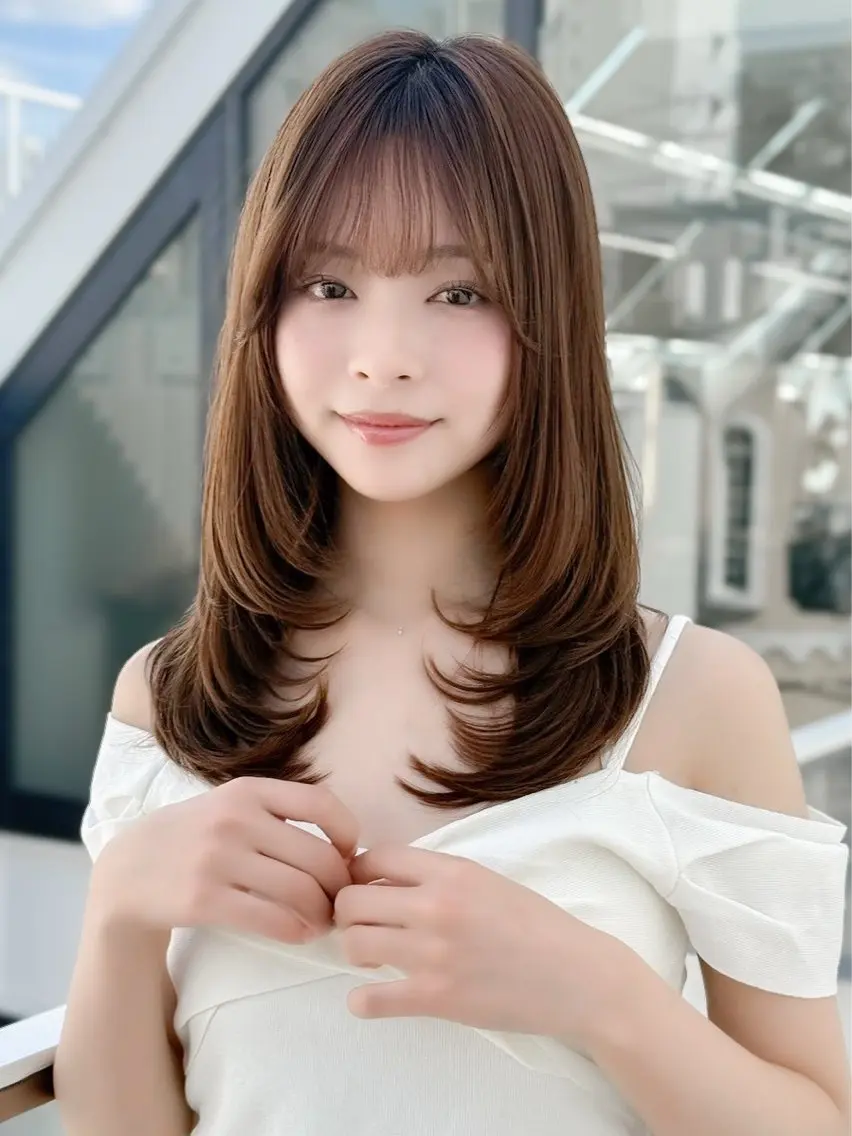 ミディアム カット ヘアカラー トリートメント 久米 春輝のヘアスタイル
