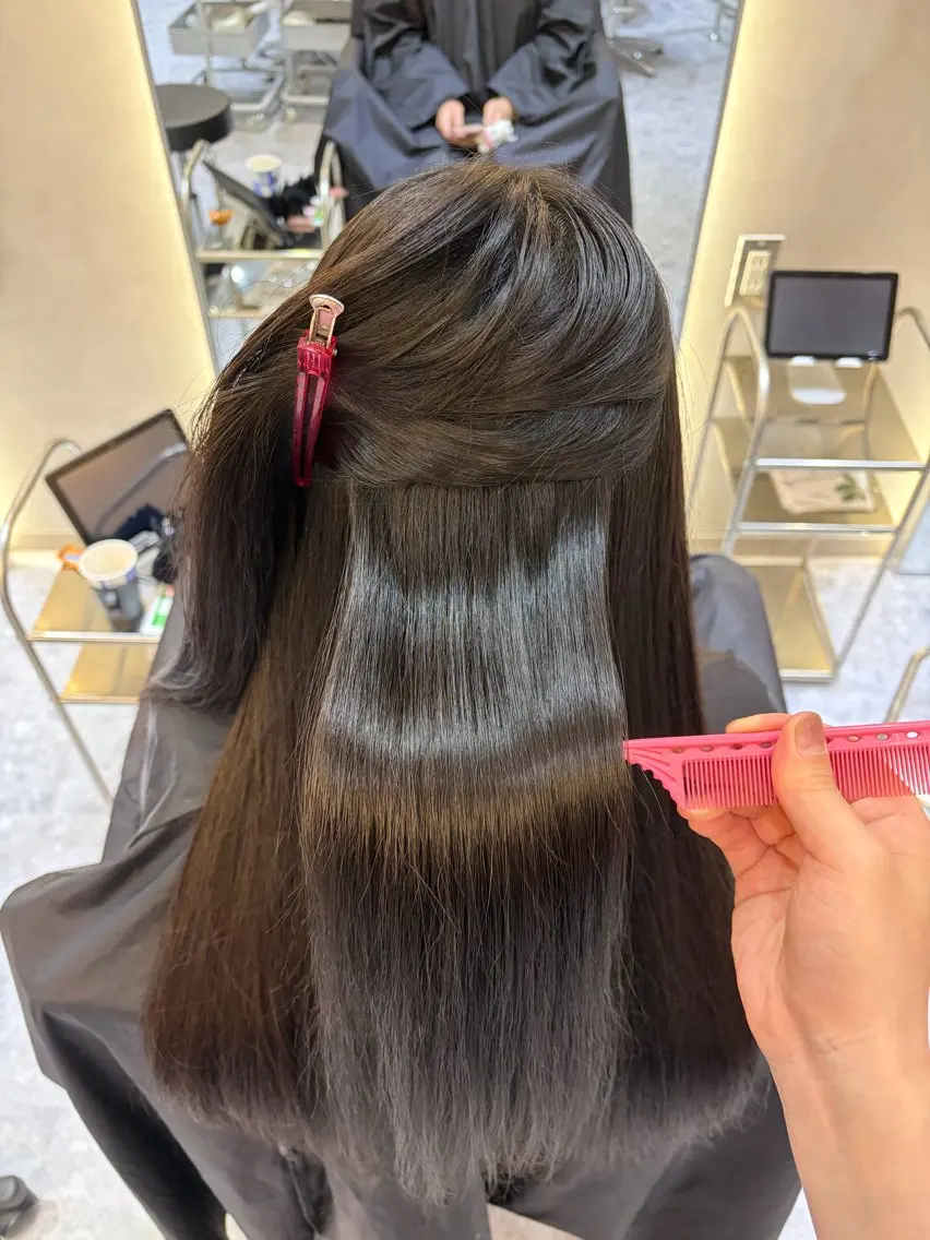 セミロング くせ毛 縮毛矯正 縮毛矯正 Ayano🎀似 合わせ×透明感🎀のヘアスタイル