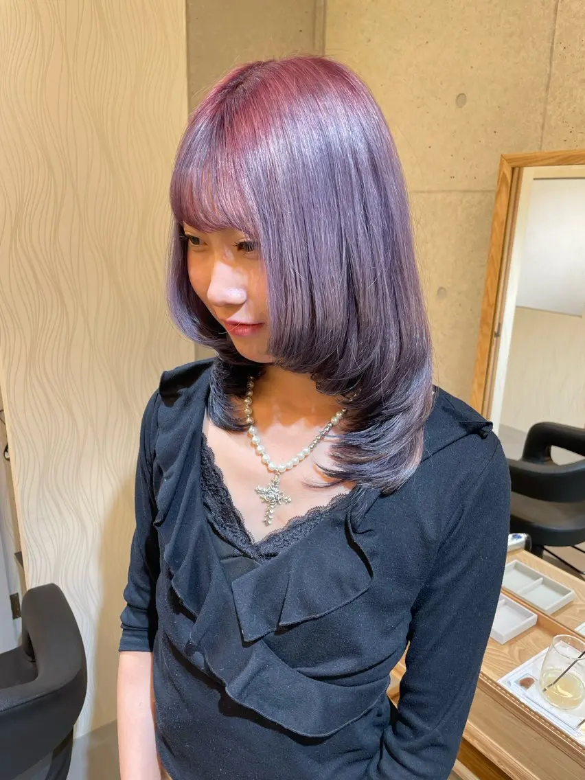 ミディアム カラー ブリーチ デザインカラー ヘアカラー トリートメント 羽田翔大/ブリーチ/ レイヤー/店長のヘアスタイル