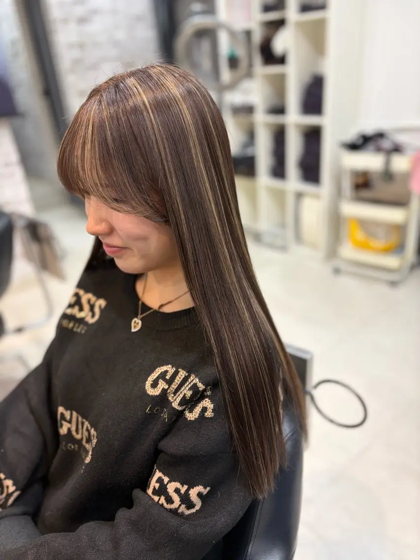 ロング カラー ハイライトカラー ハイライト 美容室シャルム⭐️ 清水　勇希🩷のヘアスタイル
