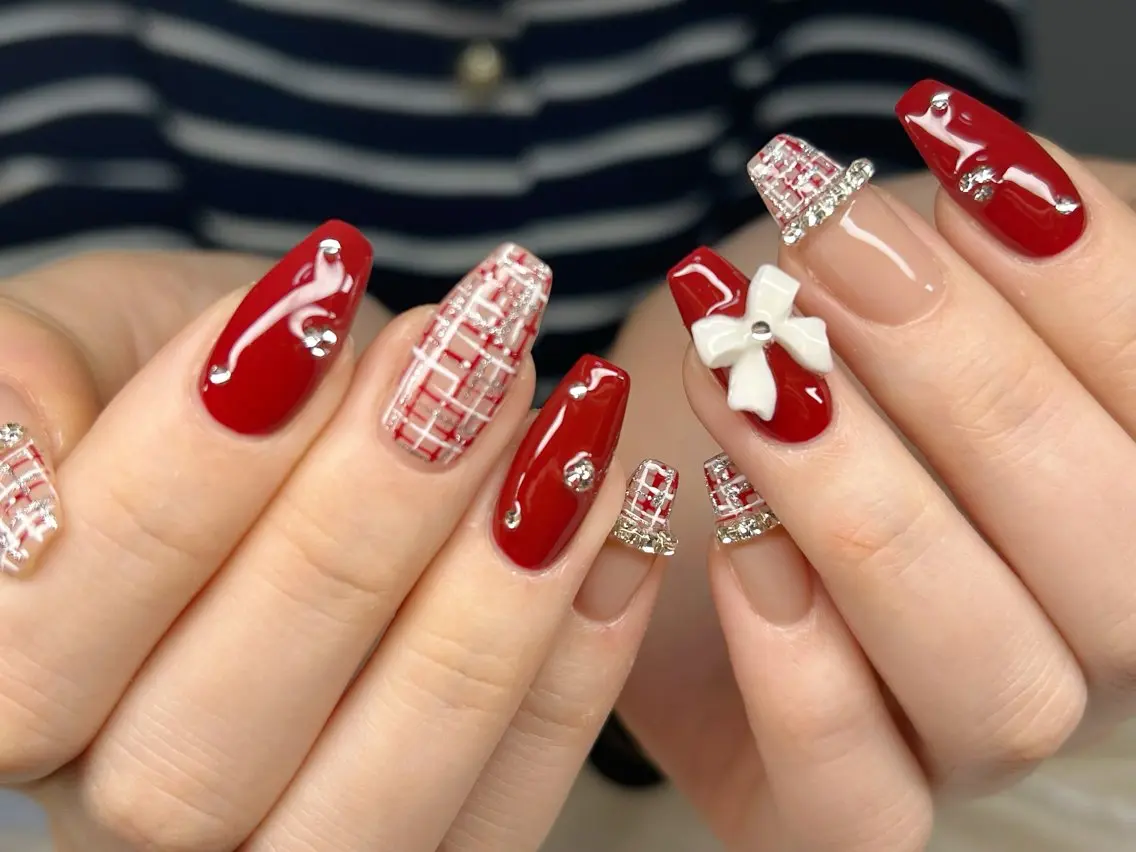 ネイル アートネイル チークネイル 成人式 入学式 長さ出し ハンドネイル Lino Nailのネイルデザイン