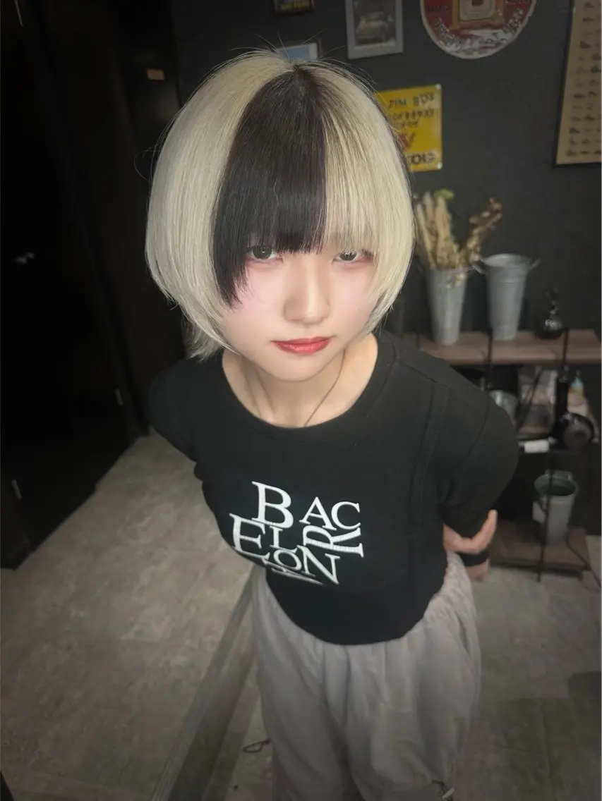 ショート ウルフカット カット ヘアカラー TAIRA横浜ウルフ 🐺デザインカラーのヘアスタイル