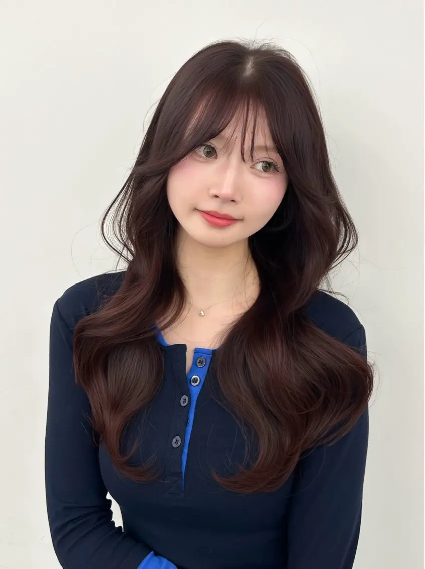 ロング カラー くびれヘア 顔周りカット 韓国風ヘア レイヤーカット 小顔カット カット ヘアカラー トリートメント 韓国ヘア/顔周り ヘアセット/加藤優里のヘアスタイル