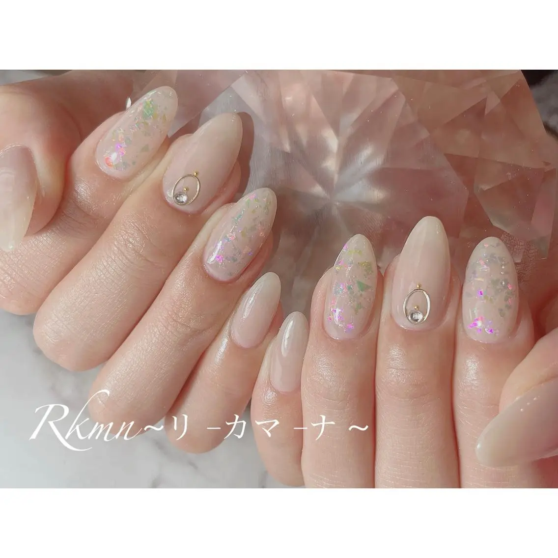 ネイル アートネイル ホログラムネイル 春ネイル ハンドネイル フットネイル ハンドケア Rkmn ~リ-カマ-ナ~のネイルデザイン