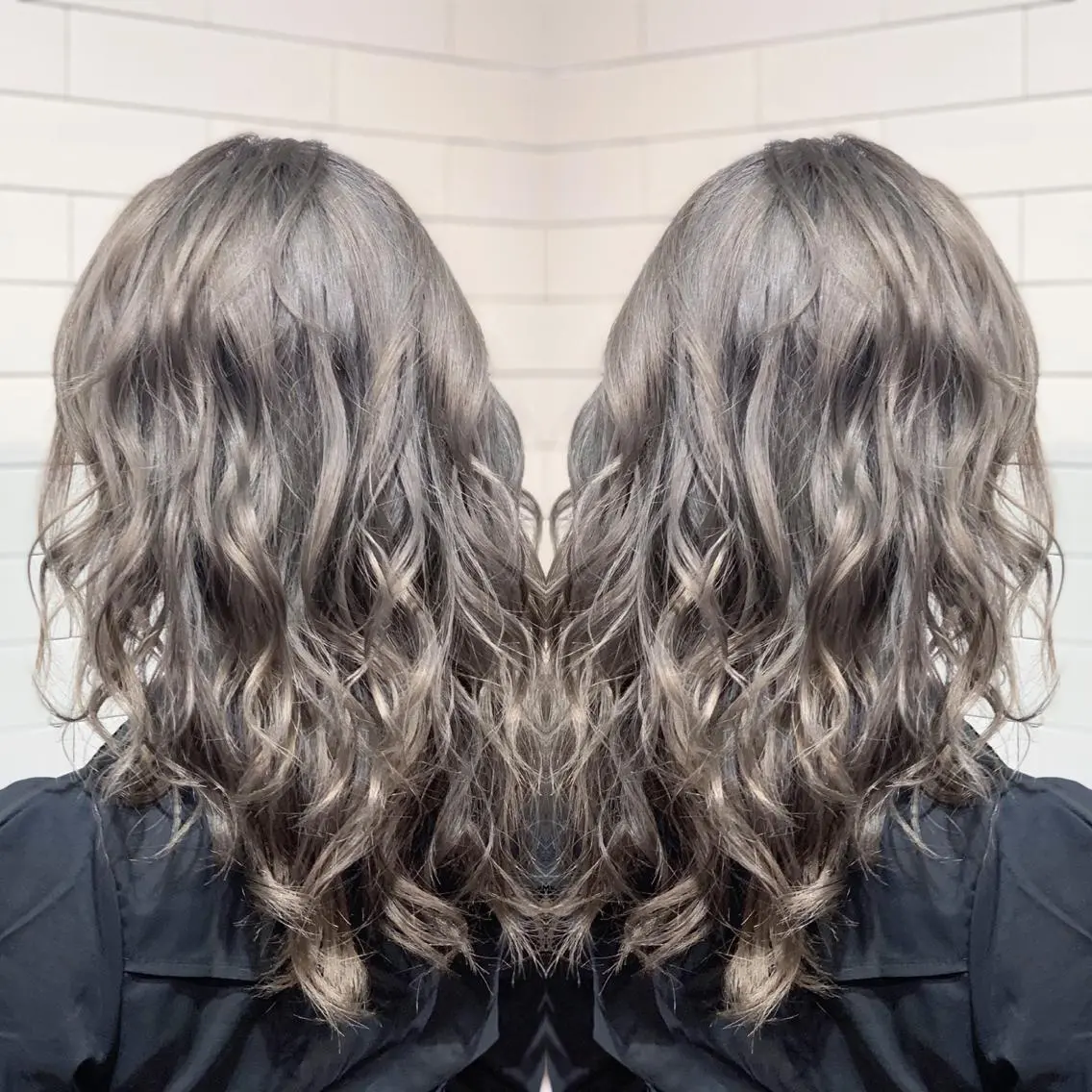 ミディアム カラー ヘアアレンジ カット ヘアカラー トリートメント 髪質改善×ハイトーン 中田啄也のヘアスタイル