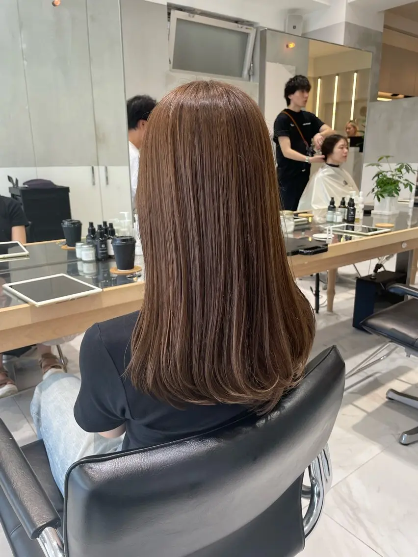 ロング カット ヘアカラー トリートメント ヘッドスパ ヘアセット オリーブ カラー✨有坂映哉のヘアスタイル