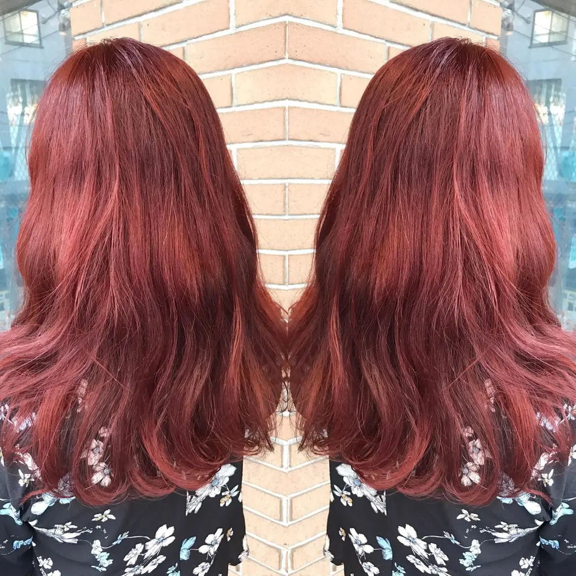 セミロング カラー パーマ ヘアアレンジ メンズ キッズ ネイル マツエク・マツパ ダブルカラー レッドカラー トリートメント 赤色 サロンドミルク 原宿のヘアスタイル
