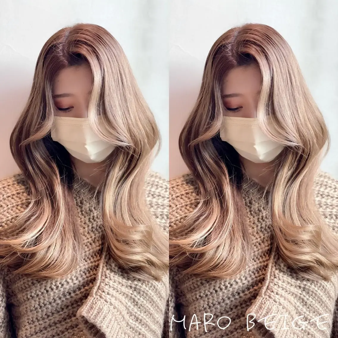 ロング カラー くびれヘア 韓国風ヘア カット ヘアカラー トリートメント ヘアセット 💜ハイトーン💛 マジカルかいちゃんのヘアスタイル