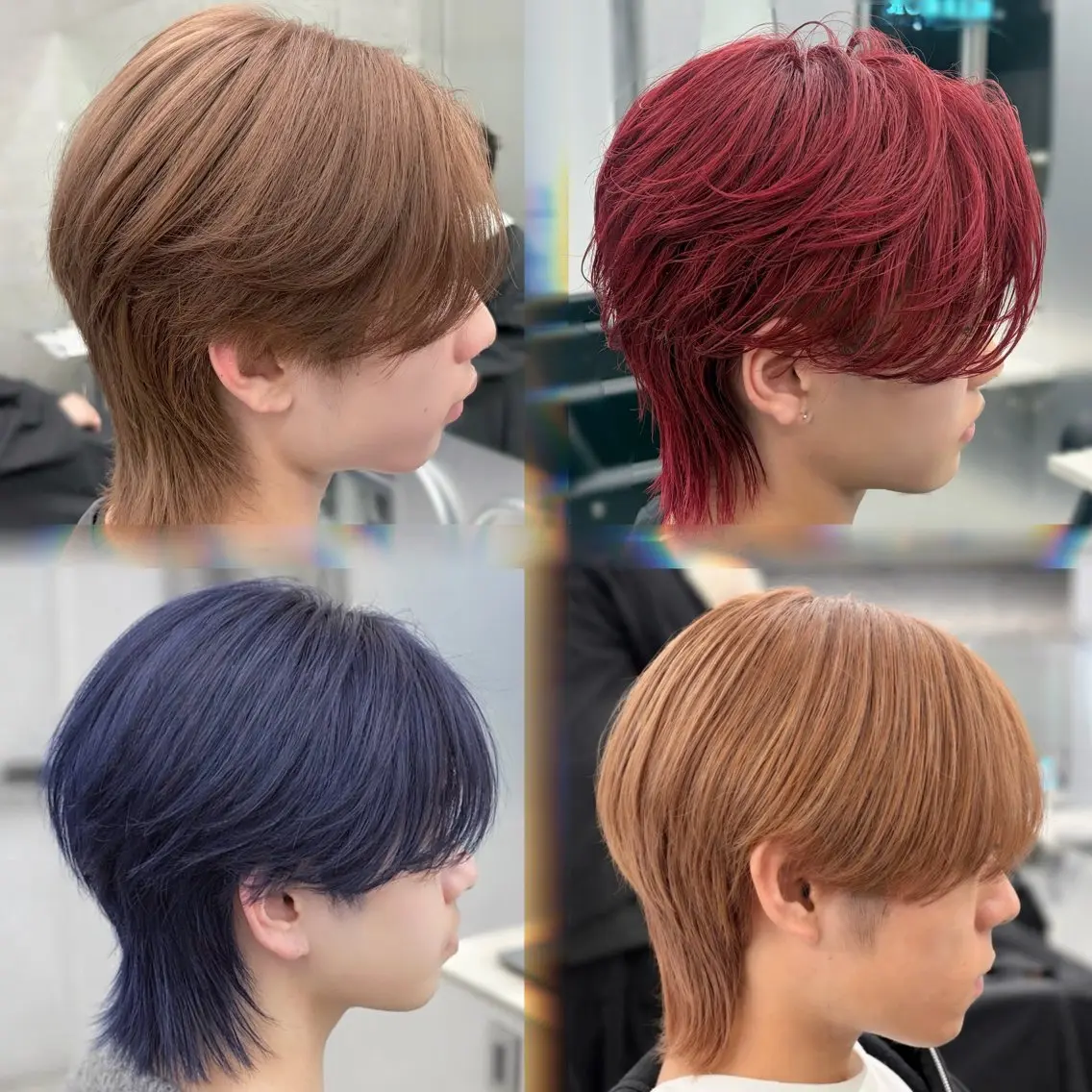 ミディアム カラー メンズ カット ヘアカラー トリートメント ʜᴀʀᴜᴋᴀ♱メンズ ウルフ/ブリーチのヘアスタイル