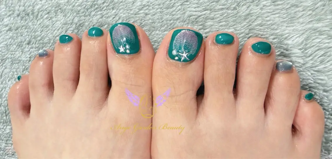 ネイル ブルー フットネイル AngeGarden Beautymihoのネイルデザイン