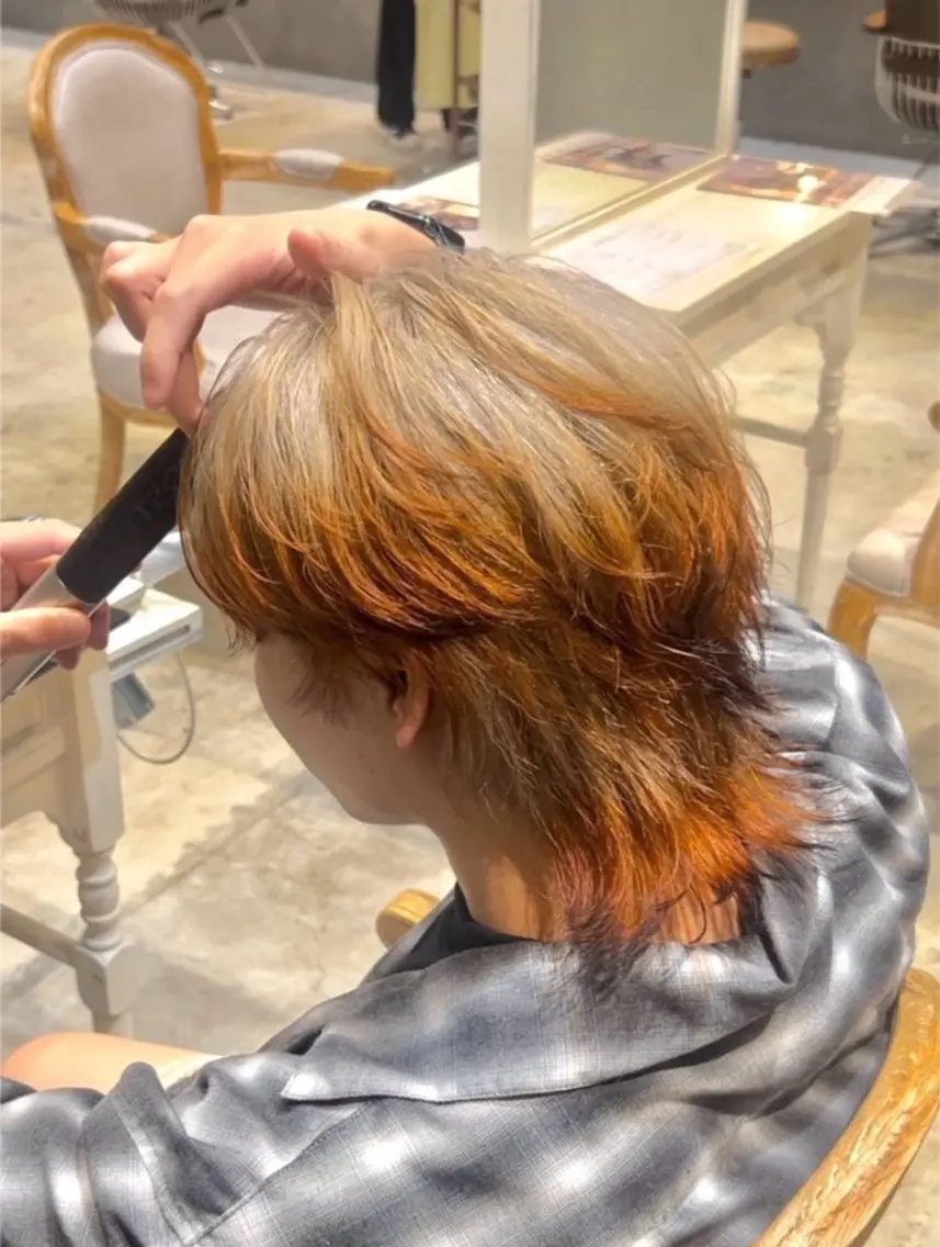 ショート カラー メンズ 狐カラー カット ヘアカラー ハイトーン、カラー 特化⟡.·すわ☁️のヘアスタイル