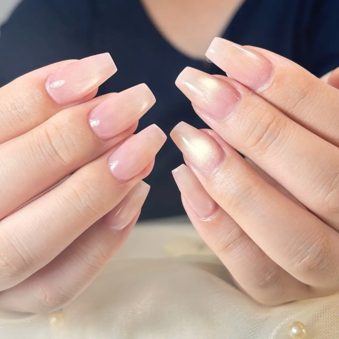 ネイル 桜ネイル 長さ出し フレンチネイル 韓国ネイル マグネットネイル ハンドネイル Kiwami nailsalonのネイルデザイン