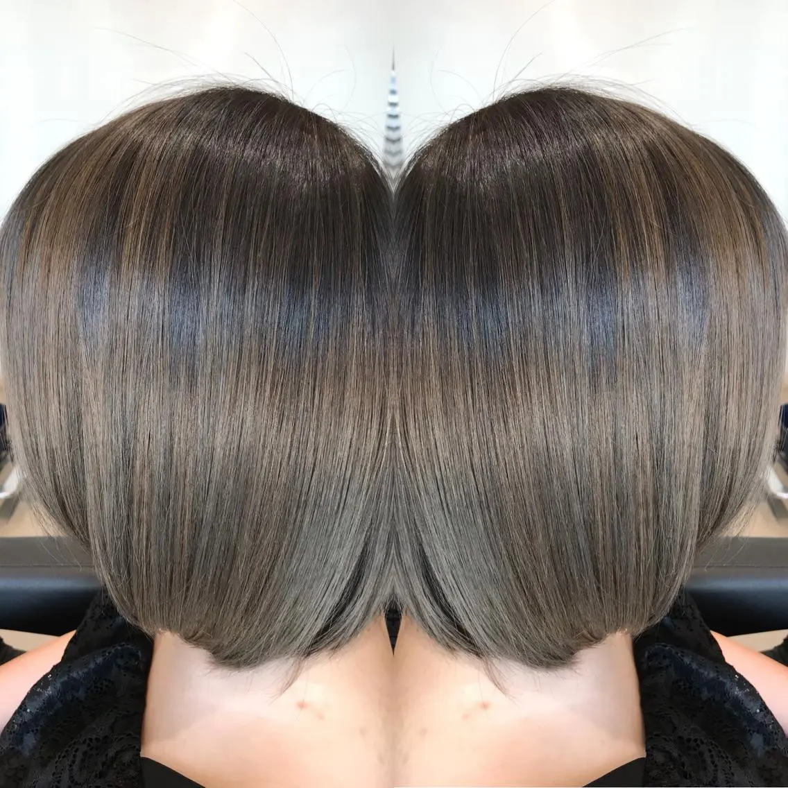 ショート カラー バレイヤージュ ブリーチ ブルーカラー グラデーションカラー グレージュ ヘアカラー 大久保 隆蔵のヘアスタイル