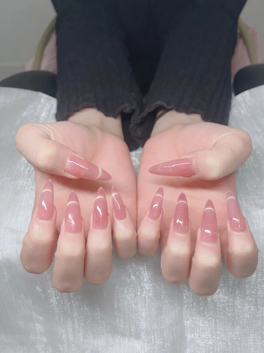 ネイル オーロラネイル チークネイル 長さ出し フットネイル フレンチネイル ハンドネイル Lee Nails チップ長さだし専門店のネイルデザイン