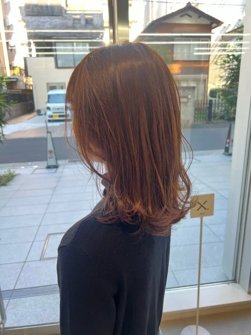 ミディアム カラー ベージュカラー ブリーチ ブラウンカラー ブリーチなしカラー カット ヘアカラー トリートメント 吉沢遣人/レイヤー 艶カラー/抜け感のヘアスタイル