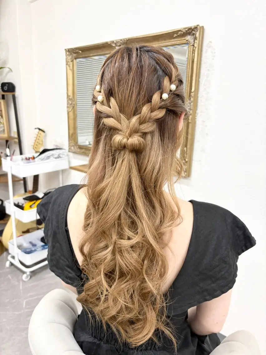 ヘアアレンジ ハーフアップ 結婚式・ブライダル ヘアセット ヘアサロン ミカヅキのヘアスタイル
