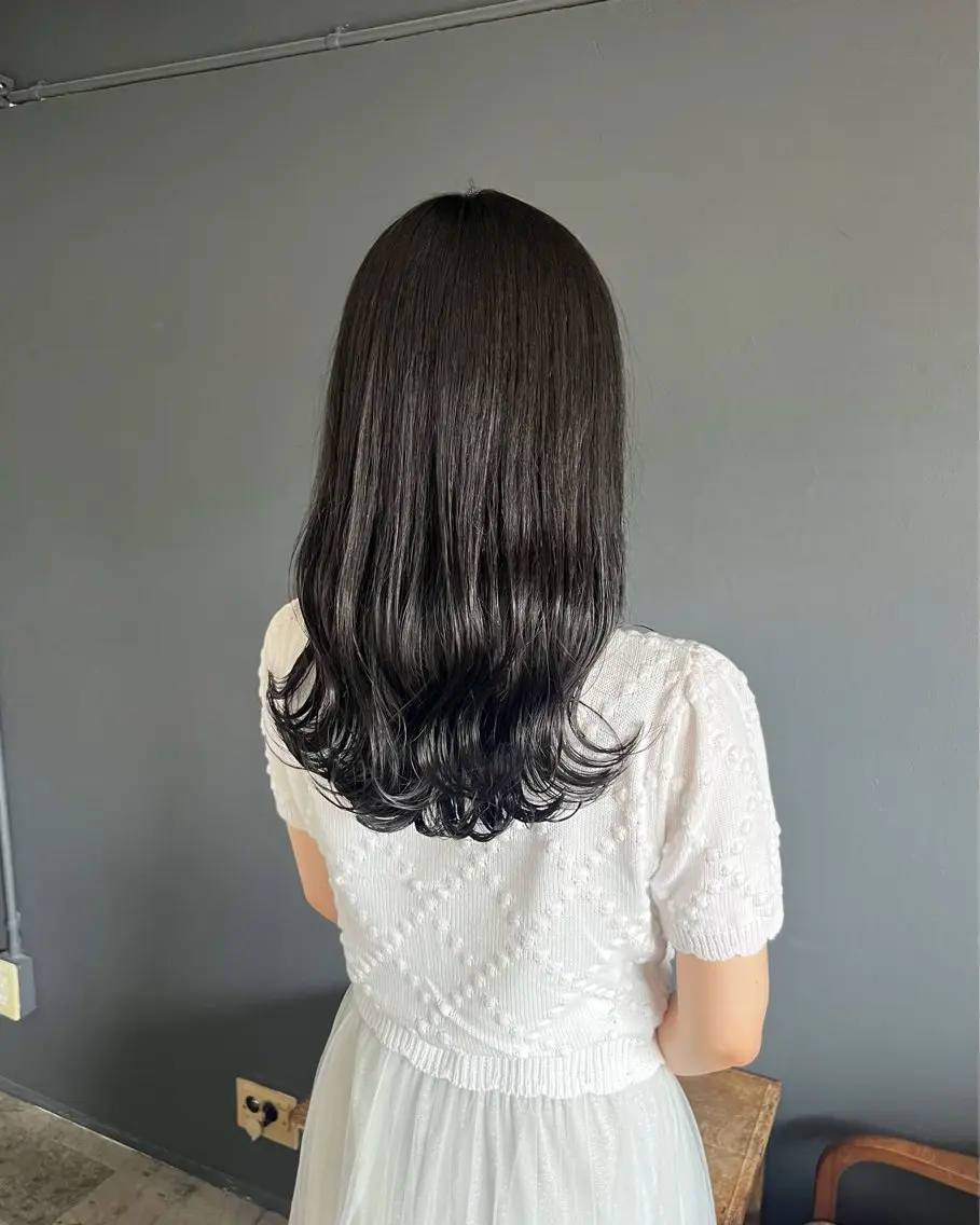 ロング カラー カット ヘアカラー 暗髪とオリーブ🌿 渡辺拓人のヘアスタイル