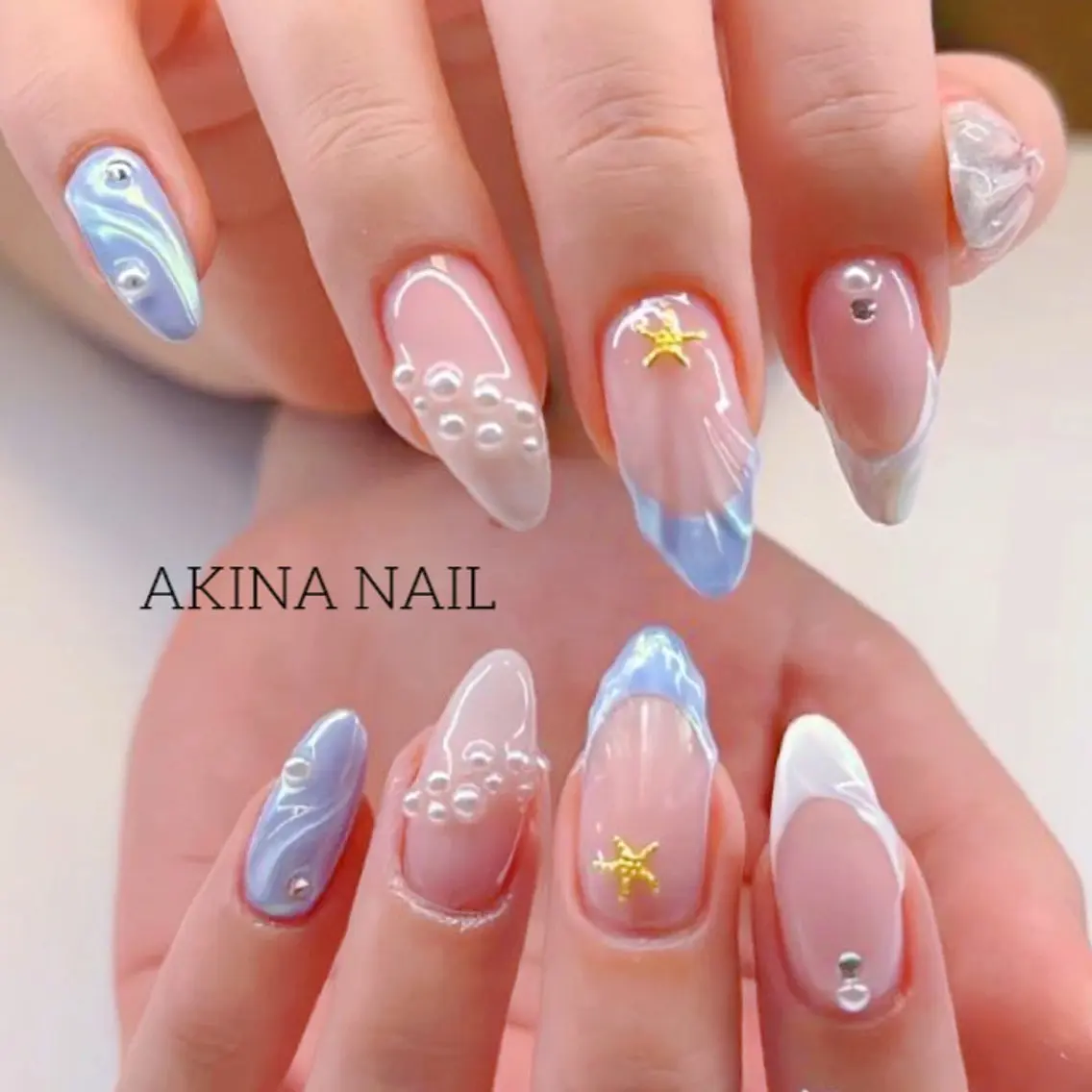 セミロング ハンドネイル Akina Nail 亀戸のネイルデザイン