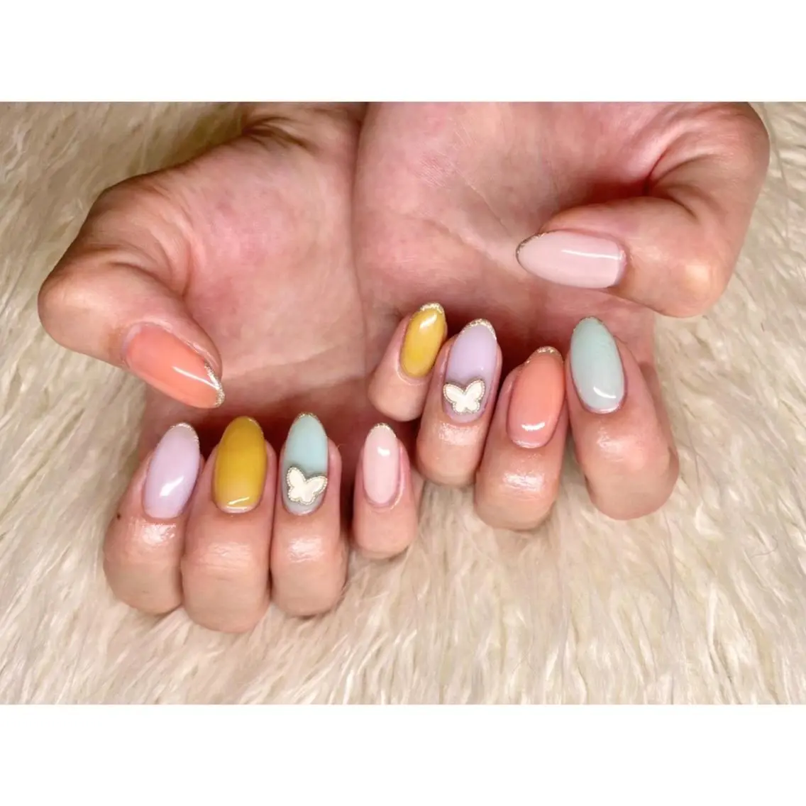 ネイル フレンチネイル ラメ(グリッター) パステルネイル 春ネイル ハンドネイル フットネイル Nail salon LuaRのネイルデザイン