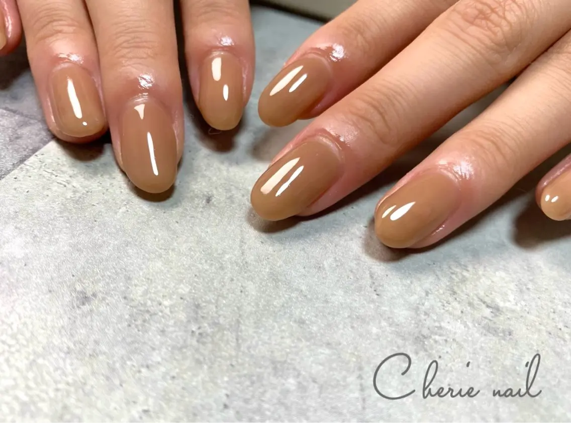 ネイル ジェルネイル ワンカラーネイル ハンドネイル Cherienail yunaのネイルデザイン
