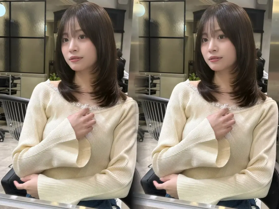 ミディアム カラー カット ヘアカラー トリートメント 🦋韓国風レイヤー/ 艶髪矯正🦋凛太郎のヘアスタイル