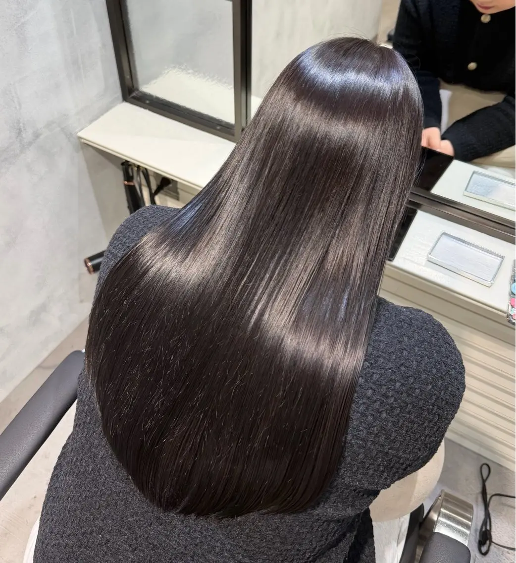 ロング カラー 縮毛矯正 トリートメント maika /髪質改善/艶カラーのヘアスタイル