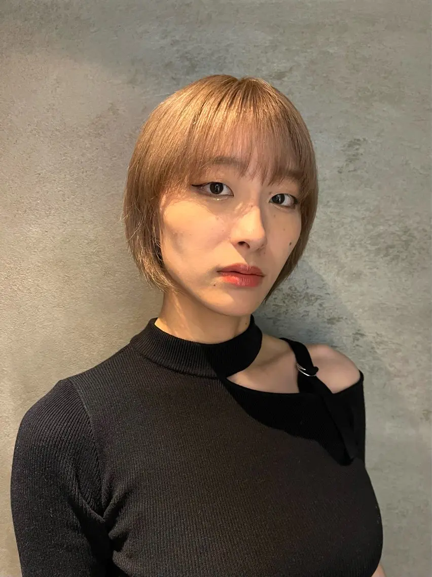 ショート カラー パーマ 名竹聖治/透明感 カラー/縮毛矯正のヘアスタイル