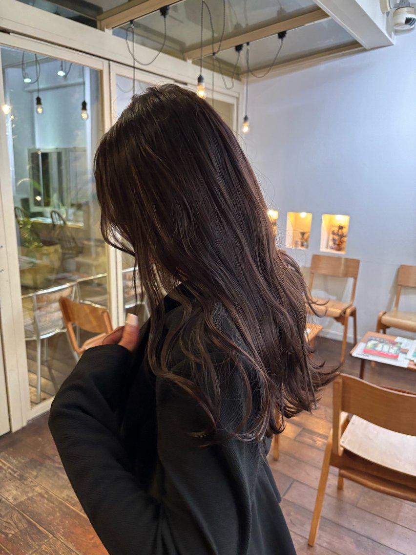 ロング カラー カット ヘアカラー くいた あやなのヘアスタイル