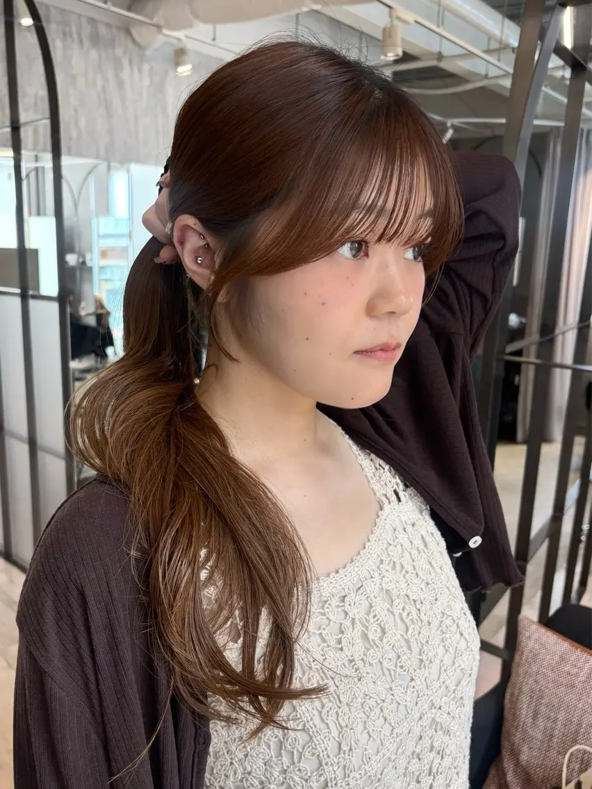 ロング カット ヘアカラー トリートメント 西田  美侑/ 前髪・顔周りカットのヘアスタイル