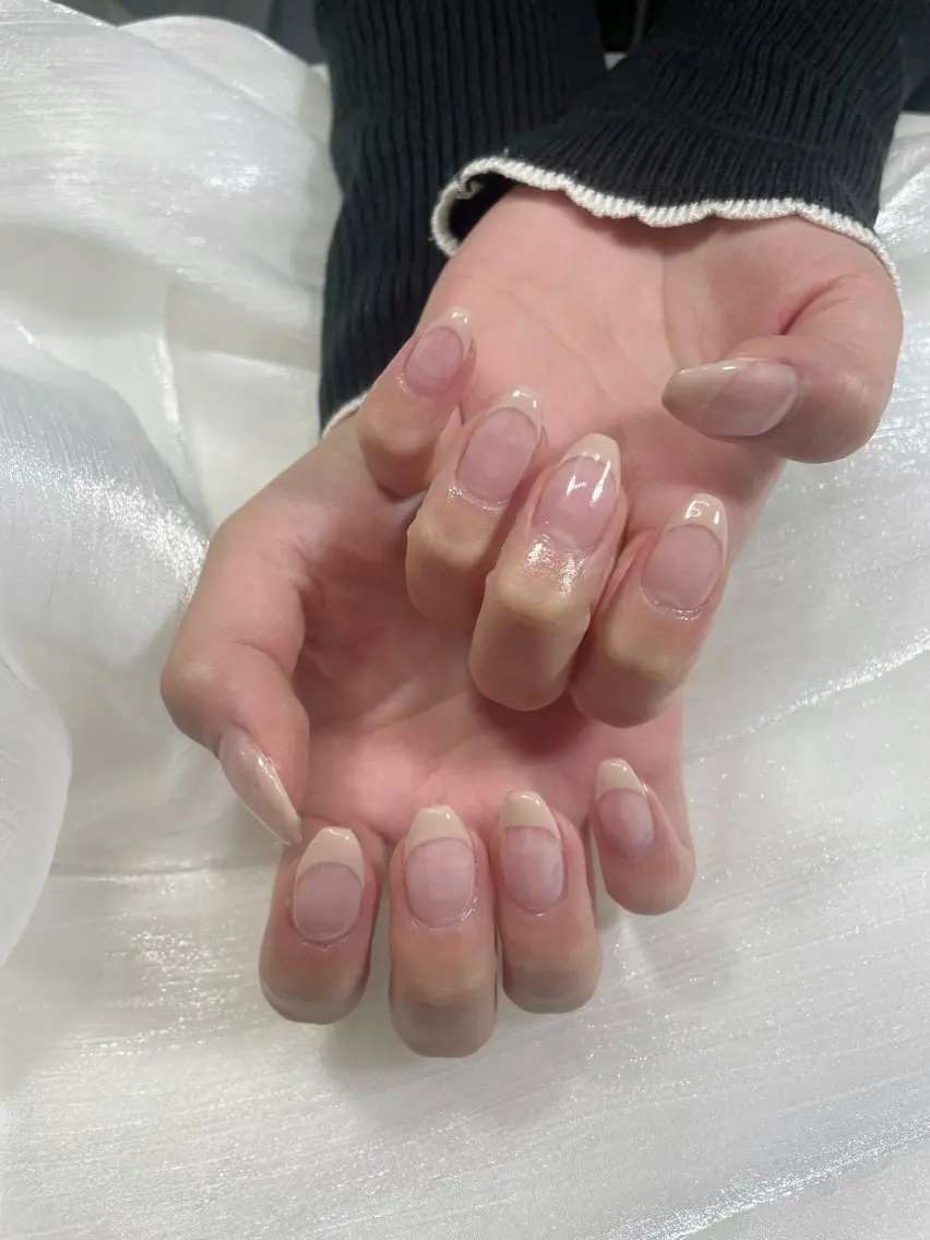 ネイル フレンチネイル ピンク ピンクベージュ ハンドネイル Knail COCOA🩵のネイルデザイン