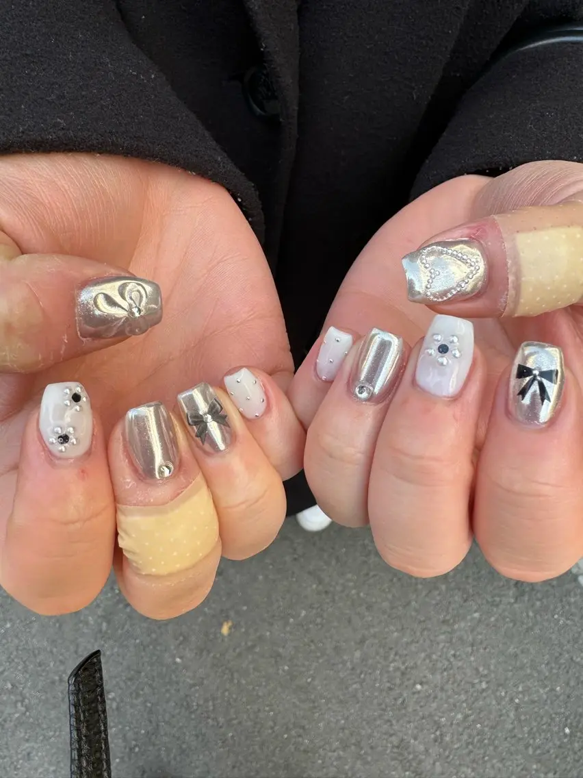 ネイル アートネイル フレンチネイル 韓国ネイル マグネットネイル 持ち込み MH_ Nailのネイルデザイン