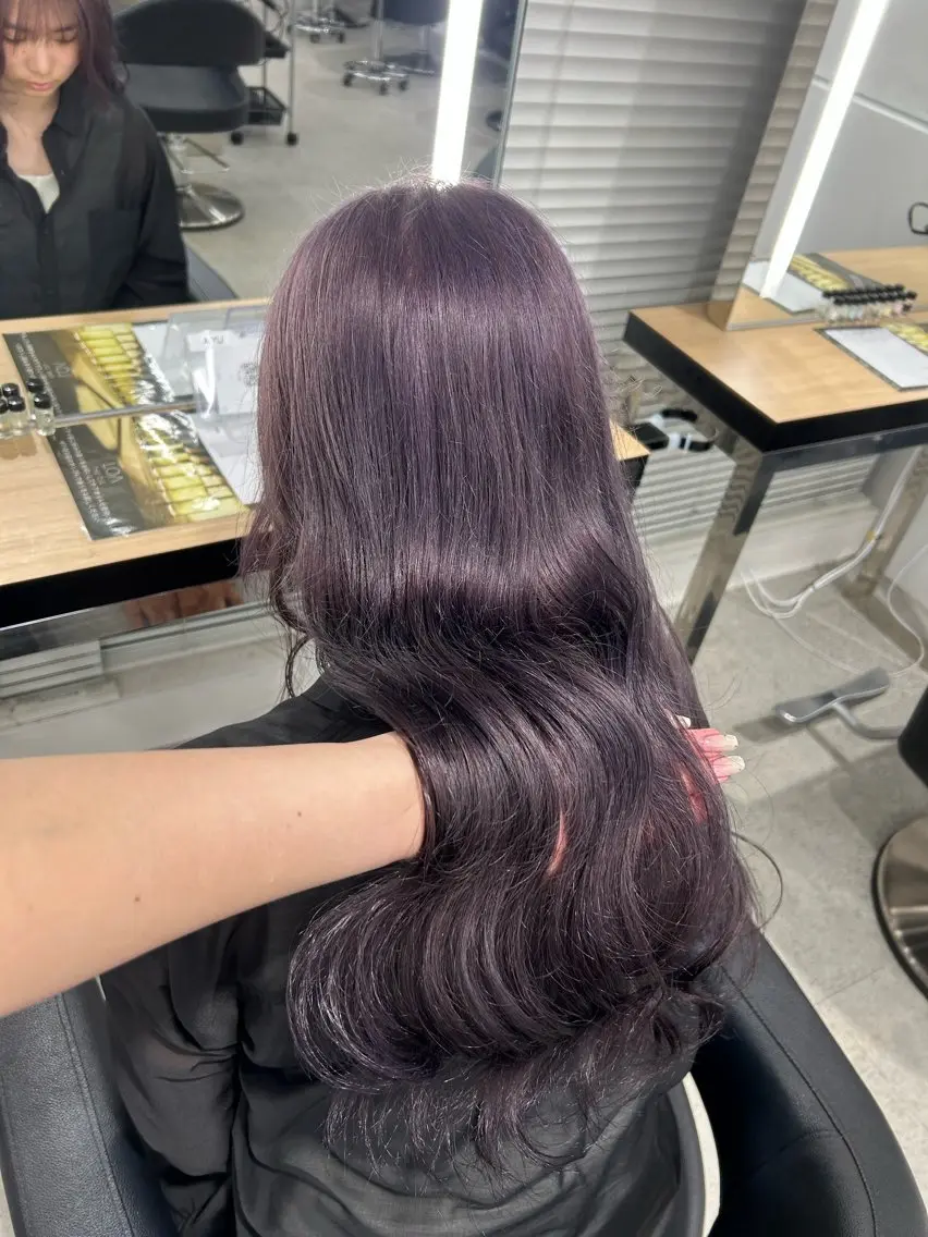 ロング ヘアカラー トリートメント 縮毛矯正/ブリーチな しラベンダー/心優のヘアスタイル