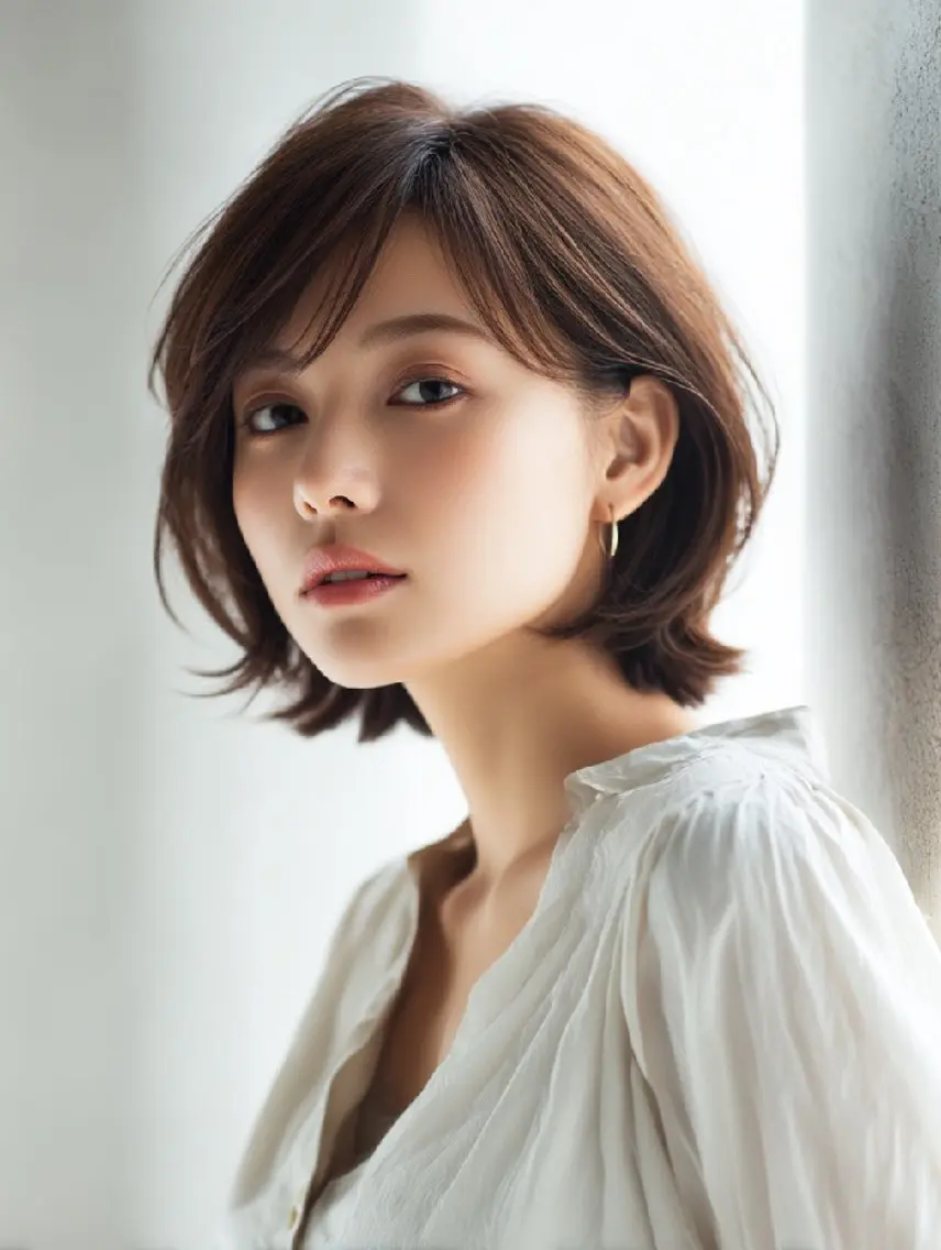 ミディアム ボブレイヤー ボブ レイヤーカット カット ヘアカラー トリートメント レイヤーカット/メン ズカット✂︎松澤日菜のヘアスタイル