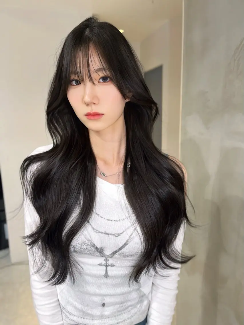 ロング カット ヘアカラー トリートメント 海野翔吾🇨🇳 ワンホンレイヤーのヘアスタイル